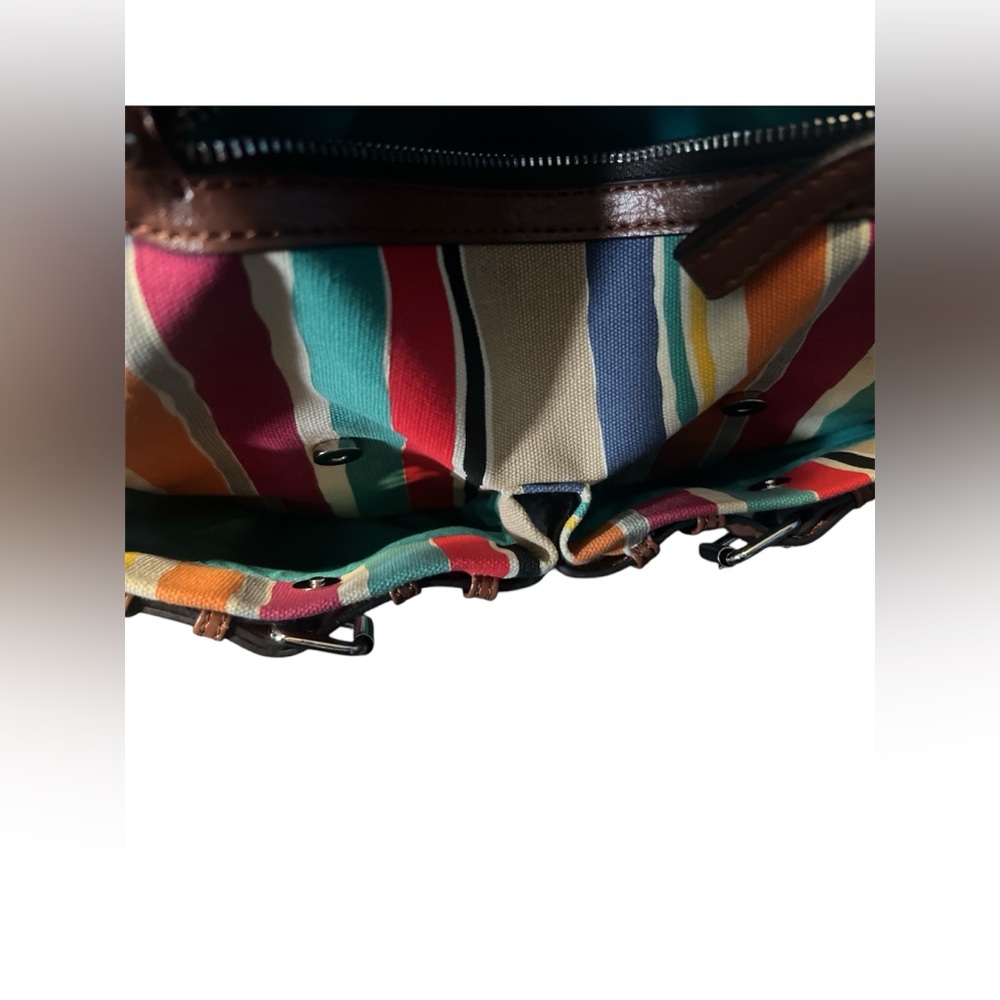 Shoulder Purse Plum Brand Handbag Buckles/ Striped Multicolor Design - Picture 5 of 9